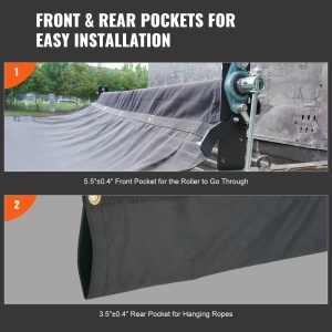 Vevor Mesh Plane 15x43m PVC Negru Rezistent cu Dublu Buzunar si Ocheti din Alama - Img 4