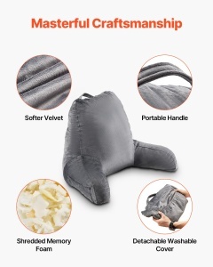 VEVOR Perna de citit XSHRP002 Gri Memory Foam 3 buzunare ergonomic - Img 5