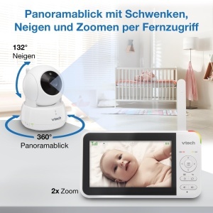 Video Baby Monitor VTech VM924-2 Ecran LCD 5 inch 2 camere Night Vision 300m Raza - Img 3