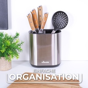 Vileda Organizator Bucatarie Inox - Suport Utensile Compact si Elegant - Img 5