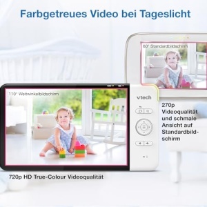 Vtech RM7764HD cu camera Acces de la distanta WiFi 1080p, video de 7 inchi, panoramare si inclinare la 360deg, cu senzor de temperatura HD Night Vision cu 2 directii, iOS si Android - Img 12