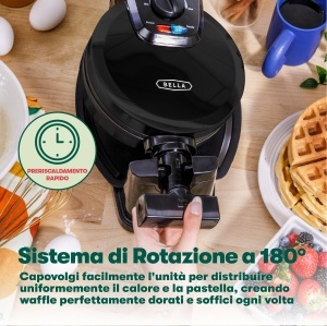 Waffeisen Bella Rotativ Belgian Placi Antiaderente Grad de Rumeneala Reglabil Negru - Img 5