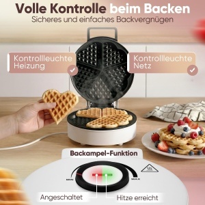 Waffeleisen Clatronic WA 3832, 1200W, Antihaft, Culoare Alb - Img 5