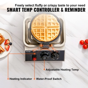 Waffle Maker VEVOR UWF-2205 1300W Inox Control Temperatura Antiaderent - Img 3