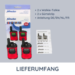 Walkie Talkie Alecto FR-115 - Set 2 bucati, raza 7 km, 8 canale, rosu - Img 7