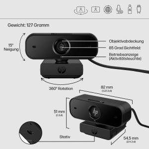 Webcam HP 430 FHD, 1080p, Autofocus, Dual-Microfoane, USB-A - Img 6