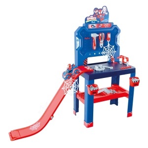 Werkbank pentru copii Smoby Spidey, 94 accesorii, 6 unelte, design supereroi