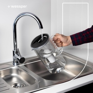 Wessper Crystaline 3L Cana din Sticla Neagra cu Filtru Compatibil Brita Classic - Img 9