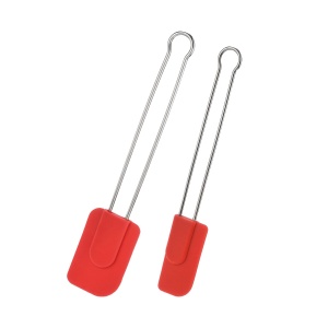 Westmark 2 Racleta de gatit si aluat cu cap din silicon, lungime: 22,5 cm/28,5 cm, silicon/otel inoxidabil, silicon, rosu/argintiu, 154622E7