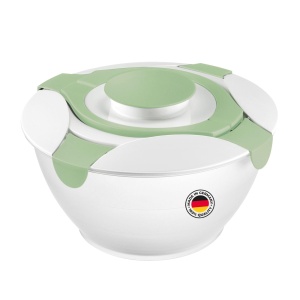 Westmark Salad Butler/Bowl cu manere de transport si recipient pentru dressing, Capacitate: 6,5 litri, Plastic, Praktika, Transparent/Alb/Verde-menta, 2422227M