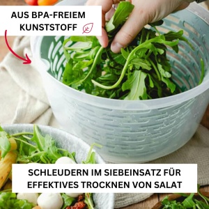 Westmark Set Salatschleuder Spinderella 44L si Mix-Ei 025L Mint Verde BPA-Free - Img 3