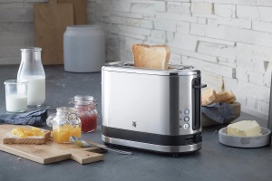 WMF Kitchen Minis, prajitor de paine cu 1 felie, fanta lunga, paine prajita XXl, mini prajitor de paine cu atasament pentru chifle, 7 niveluri de rumenire, protectie la supraincalzire 600W, otel inoxidabil mat - Img 7