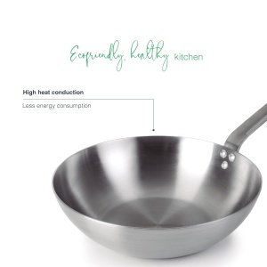 Wok din otel natural Lacor Ferrum, 28 cm, gri, fabricat in Europa - Img 4