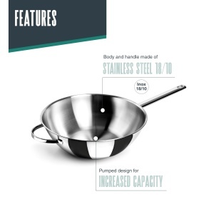 Wok Lacor 79830 cu fund termic, 30 cm, inox 1810, capacitate 4.5 litri - Img 3