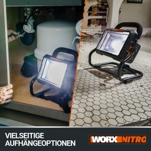 WORX WX026.9 Lampa de lucru fara fir Nitro LED 20V - Spot de constructie pivotant la 360 de grade - cu lumina LED pentru iluminarea ideala a muncii - fara baterie si incarcator - Img 5