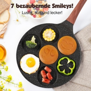 YASHE Tigaie Pancake Smiley 7 forme antiaderente din aluminiu turnat compatibila cu toate tipurile de plite - Img 2