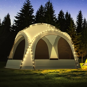 YITAHOME Event Cort de petrecere cu foisor cu cupola 3,5x3,5x2,3 m Corturi impermeabile pentru foisor de camping Cort de gradina Foisor de gradina cu 4 pereti laterali cu plasa de insecte, gri - Img 1