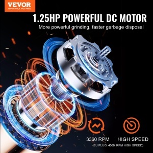 Zdrobitor de Deseuri VEVOR JWM-931, 1,25 CP, Zerkleinerungssystem pentru Alimente - Img 2
