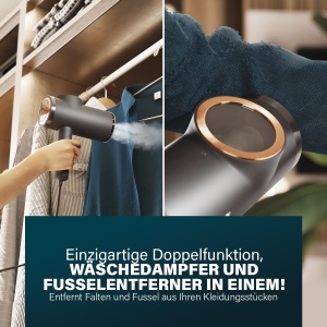 Abur textil pliabil Princess - umeras cu abur 2 in 1 cu indepartare a scamelor - ucide 99% din toate bacteriile - se incalzeste in 30 de secunde - usor - 1300 W - 332890 - Img 4