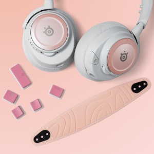 Accesorii casti gaming SteelSeries Arctis Nova Booster Pack, Rose Quartz, banda nylon si placute metalice - Img 3