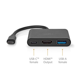 Adapter Multi-Port Nedis USB 3.2 Gen 1, HDMI 4K, USB-AUSB-C, 0.10 m, Negru - Img 5
