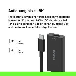 Adapter USB-C la HDMI 2.1 Belkin, 8K la 60Hz, Plug-and-Play - Img 2