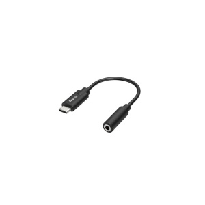 Adaptor audio Hama USB C la 3,5 mm, negru, cu DAC pentru HiFi Stereo