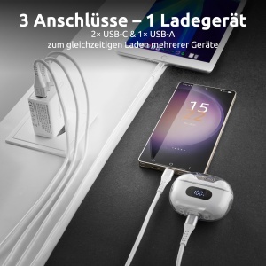 Adaptor de alimentare Intenso W65ACC, 65W, 3 porturi USB-C si USB-A, tehnologie GaN - Img 2