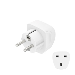 Adaptor de calatorie Hama tip E si F, mufa de calatorie tip G pentru Europa (universal pentru dispozitive din Marea Britanie, Anglia, Commonwealth, poate fi utilizat in majoritatea tarilor europene si multe altele, cu 3 pini) alb
