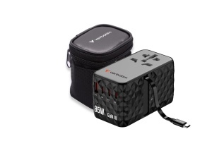 Adaptor de calatorie Verbatim GaN III 85W cu 3 USB-C, USB-A, negru