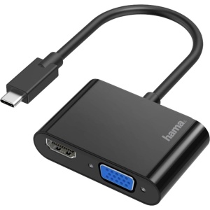 Adaptor Hama USB-C la HDMI si VGA, 4K Ultra HD, Negru