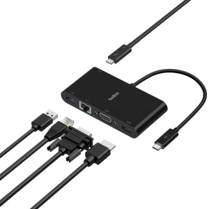 Adaptor multimedia Belkin USB-C cu HDMI 4K, VGA, USB 3.0, Ethernet, 100W