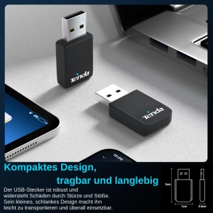 Adaptor Wi-Fi Tenda U11 USB pentru PC, 286 Mbits 2.4GHz, 600 Mbits 5GHz - Img 4