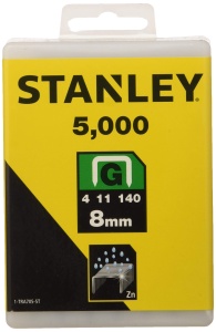 Agrafe STANLEY Tip G, 8 mm, 5000 bucati, din fir plat, rezistente la rugina
