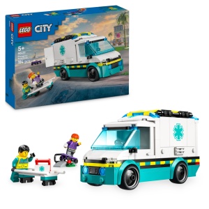 Ambulanta LEGO City 60451 cu 184 piese, 2 mini figurine si accesorii medicale