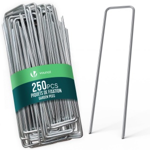 Ancore de sol VOUNOT 150 bucati metalice zincate, U-forma, 150 x 30 mm