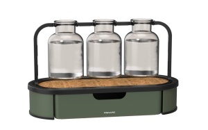 Anzuchtstation pentru plante Fiskars Urban Plant Care, 3 sticle, oliv, metal