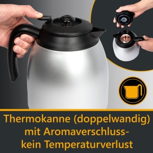 Aparat de cafea Clatronic(r) cu ulcior termic | Aparat de cafea pentru 8-10 cesti | Cafea la filtru | Oprire prin picurare si oprire automata | Insertie de filtru detasabila | Indicator de nivel al apei | 1 litru | KA 3327 negru - Img 3