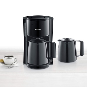 Aparat de cafea cu filtru SEVERIN cu 2 ulcioare termice, aparat de cafea pentru pana la 8 cani pe oala, aparat cu filtru cu 2 ulcioare de vid, negru, KA 9307 - Img 6