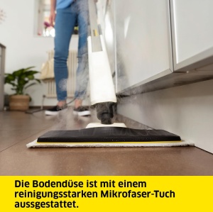 Aparat de curatat cu abur Karcher SC 2 Upright, timp de incalzire: 30 s, capacitate suprafata: aprox. 50 m2, rezervor: 0,4 l, putere de incalzire: 1600 W, cu duza de podea EasyFix, carpa de podea din microfibra si cartus de detartrare - Img 5