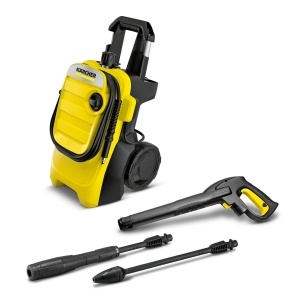 Aparat de curatat cu inalta presiune compact Karcher K 4, presiune: max. 130 bari, debit: 420 l/h, capacitate suprafata: 30 m2/h, filtru de apa, greutate: 11 kg, furtun si pistol de inalta presiune, cutter murdar, lance de pulverizare - Img 1