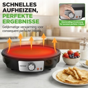 Aparat de facut crepes NutriChef 30 cm, negru, cu control temperatura - Img 3