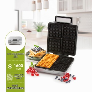 Aparat de facut wafe DOMO DO9250W pentru 4 wafe, 1600W, argintiu - Img 2