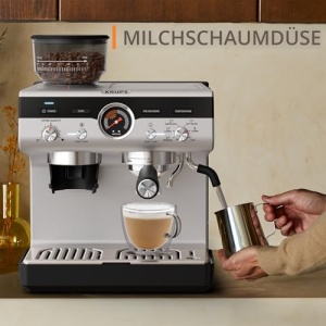 Aparat de portafiltru manual Krups Precision cu rasnita, aparat de cafea barista cu interfata de control intuitiva, setari de pre-infuzie, espressor cu bagheta de abur, incalzire rapida, XP801T10 - Img 4