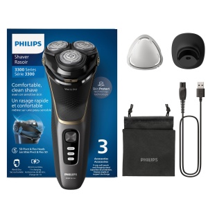 Aparat de ras electric Philips Series 3000 S334213 negru tehnologie SkinProtect trimmer integrat