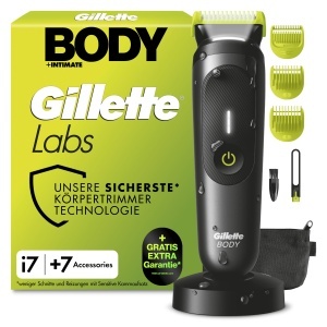Aparat de tuns pentru corp Gillette Labs i7, negruverde, cu 3 piepteni