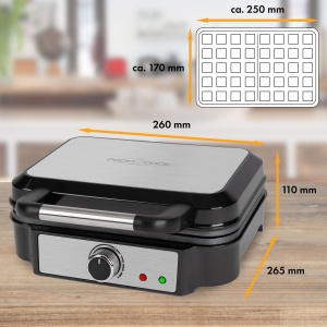 Aparat de vafe ProfiCook(r) pentru vafe belgiene cu 2 suprafete de copt | Fier de vafe Belgiene vafe | suprafata de copt antiaderenta | grad de bronzare selectabil la infinit | Otel inoxidabil | 1000 wati | PC-WA 1240 - Img 7