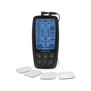 Aparat medisana TENS si EMS cu 60 de programe, aparat de electroterapie pentru terapia durerii cu 4 electrozi, dispozitiv de stimulare a curentului pentru relaxarea musculara, construirea muschilor si ameliorarea durerii
