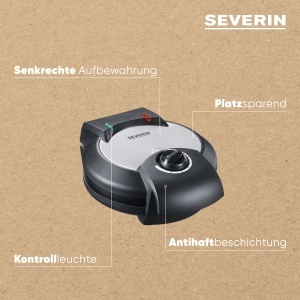 Aparat pentru vafe SEVERIN WA 2103 1300W NegruInox Antiaderent - Img 4
