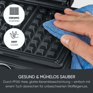 Aparat pentru vafe Severin WA 2130 1600W placi ceramice negruinox - Img 5